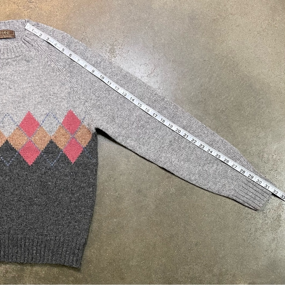 Vintage Thane 100% Shetland Wool Geometric Knit Sweater - Picture 6 of 8
